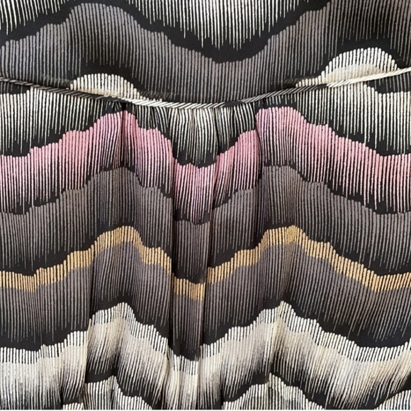 Multi- colored silk overlay printed v-neck dress - Picture 7 of 11